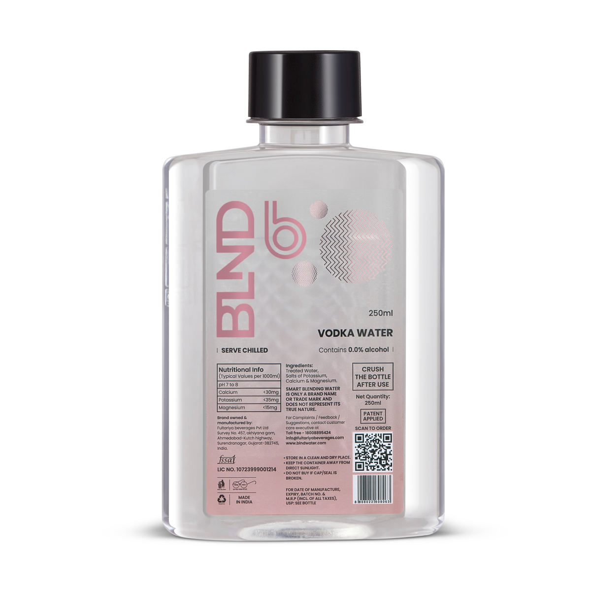 BLND Blending Water for Vodka - 250ml (Pack of 8)