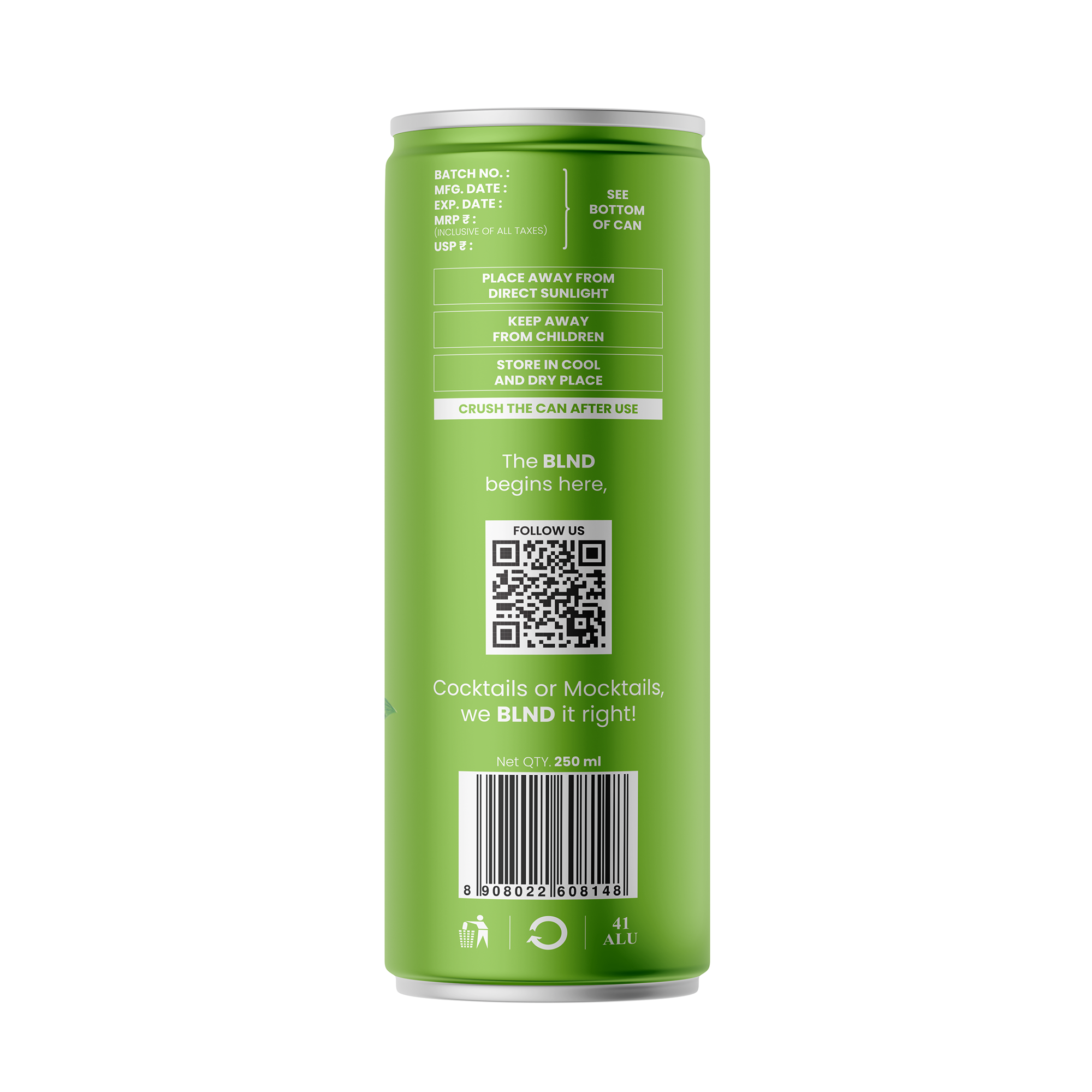 BLND Lemon and Mint Tonic Water - 250ml (₹80/Count)