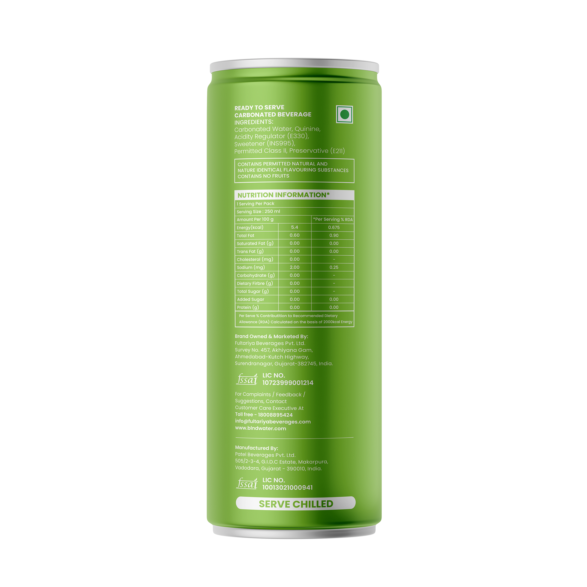 BLND Lemon and Mint Tonic Water - 250ml (₹80/Count)