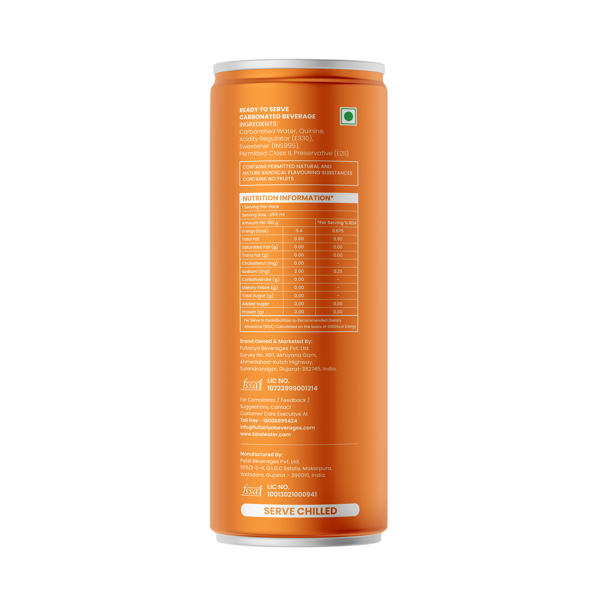 BLND Peach and Mango Tonic Water - 250ml (₹80/Count)