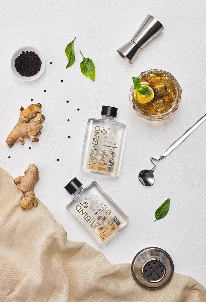 single malt water with ingredients and ginger